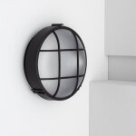 Plafonnier ext�rieur rond � grille hublot �220 mm noir