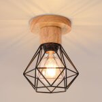 Plafonnier industriel e27, suspension luminaire vintage en m�tal, lampe plafond forme cage pour salon, ...