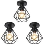 Wottes - plafonnier industriel e27 vintage luminaire suspension de plafond abat - jour diamant 16cm ...