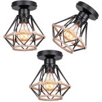 Plafonnier industriel vintage luminaire abat - jour cage lampe suspension mtal corde de chanvre 16cm ...