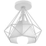 Plafonnier industriel vintage suspension luminaire diamant mtal tissu blanc e27 20cm pour chambre couloir ...