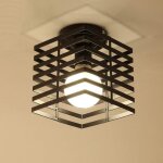 Plafonnier industrielle cage lustre suspension en mtal fer luminaire pour chambre cuisine couloir, noir ...