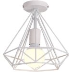 Plafonnier industrielle retro 25cm en forme diamant blanc, suspension luminaire pour salle � manger, ...