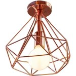 Plafonnier industrielle retro 25cm en forme diamant or rose , suspension luminaire pour salle � manger, ...