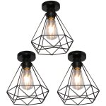 Plafonnier industrielle retro e27 suspension luminaire forme diamant métal Ø20cm noir pour chambre couloir ... Plafonnier industrielle retro e27 suspension luminaire forme diamant métal Ø20cm noir pour chambre couloir ...