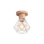 Plafonnier industrielle vintage lampe de plafond bois et mtal luminaire plafonnier intrieur blanc e27 ...