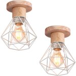 Plafonnier industrielle vintage lampe de plafond bois et mtal luminaire plafonnier intrieur blanc e27 ...