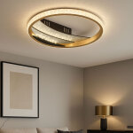 Plafonnier lampe de salon or noir cristaux ronds cct lumi�re du jour, aluminium plastique cristaux m�tal, ...