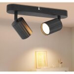Plafonnier led 2 spots noir, gu10 eclairage de plafond orientable � 350� spots de plafond max. 50 watt ...