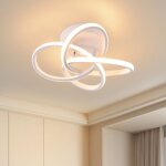Plafonnier led 28w 3000k blanc chaud design floral 4 feuilles mtal blanc - parfait pour chambre  coucher, ...