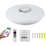 Plafonnier led 36w avec haut - parleur bluetooth, intelligent avec t�l�commande et contr�le app, changement ...