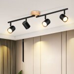 Plafonnier led 4 flamme - noir plafonnier gu10 spot pivotant applique murale en bois spot mural pour ...