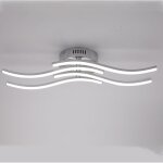 Plafonnier led 4 lumi�res, 24w luminaire plafonnier vagues, lampe de plafond led moderne argent, plafonnier ...
