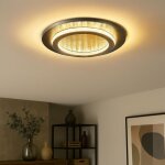 Plafonnier led anthracite noir lampe de plafond cristaux lampe de salon cct changement de couleur, mtal, ...
