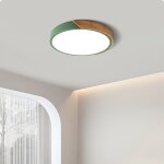 Plafonnier led bois, dimmable lampes de plafond rond int�rieur avec t�l�commande, 18w pour pour salon, ...
