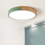 Plafonnier led bois, dimmable lampes de plafond rond int�rieur avec t�l�commande, 27w pour pour salon, ...