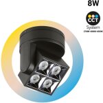 Plafonnier led carr orientable 8w - cct - ugr18 - osram chip - - noir
