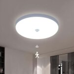 Plafonnier led avec d�tecteur de mouvement, 30 w, 6600 k, lumi�re blanche froide, rond, 30 cm, id�al ...