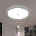 Plafonnier led avec dtecteur de mouvement, 30 w, 6600 k, lumire blanche froide, rond, 30 cm, idal ...