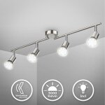 B. k. licht - plafonnier led dinterieur 4 spots pivotants & orientables, 4 ampoules led 2, 9w gu10, barre ...