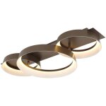 Plafonnier led, lampe de plafond, lampe de salon, abat - jour opale couleur caf� mat, l 70 cm