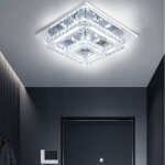 Plafonnier led luminaire plafonnier en cristal 24w plafonnier carr� moderne lustre pour salle de bain ...