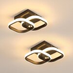 Plafonnier led moderne, 2 pi�ces 22w 2475lm lampe de plafond led chambre aluminium, noir luminaire plafonnier ...