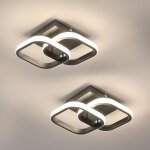 Plafonnier led moderne, 2 pi�ces 22w 2475lm lampe de plafond led chambre aluminium, noir luminaire plafonnier ...