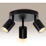 Plafonnier led noir - 3 ampoules rondes - gu10 - pour salon, chambre � coucher, cuisine, couloir - pas ...