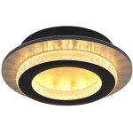 Plafonnier led or noir lampe de plafond cristaux lampe de salon cct changement de couleur, mtal, 12w ...