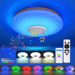 Plafonnier led rgb bluetooth 36w dimmable �28 cm ? lampe connect�e avec t�l�commande et app, haut - parleur, ...