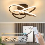 Plafonnier led pour salon - 46 w - intensité variable - noir - design moderne à quatre feuilles - lampe ... Plafonnier led pour salon - 46 w - intensité variable - noir - design moderne à quatre feuilles - lampe ...