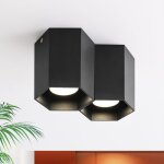 Plafonnier led spot en saillie hexagonaux, 180x103mm, douille 2x gu10 pour ampoule led 40w, spot plafond ...