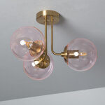 Plafonnier m�tal et verre moonlight brass 3 spots rose