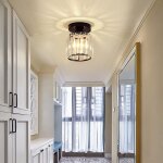 Plafonnier moderne en cristal, mini plafonnier rond en cristal noir e27 pour entr�e, couloir, cuisine, ...