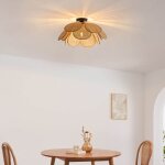 Plafonnier naturel en rotin avec une jolie forme florale 50 cm - mariella