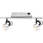 Plafonnier orientable, spot de plafond, 2 lampes led, �clairage de salon, argent, aluminium noir, 2 led ...