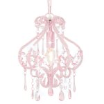 Plafonnier avec perles rose rond e14, rose, 281595
