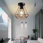 Axhup - plafonnier rétro industriel lampe de plafond en cage diamant e27 luminaire en métal et corde ... Axhup - plafonnier rétro industriel lampe de plafond en cage diamant e27 luminaire en métal et corde ...