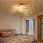 Plafonnier r�tro en rotin, 45 cm ? en bambou et rotin ? �clairage int�rieur et ext�rieur ? convient pour ...