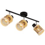 Plafonnier de salon en bambou noir mat l 45 cm