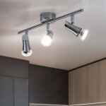 Plafonnier spot barre plafonnier avec spots orientables 3 feux spot plafond, m�tal chrome nickel mat, ...