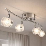 Plafonnier plafonnier spot lampe salon lampe spot strip, 4 spots flexibles, verre transparent argent ...