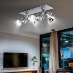 Plafonnier spot de plafond argent� plafonnier orientable 4 flammes lampe de salon, m�tal, 4x gu10, lxlxh ...