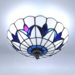 Plafonnier de style tiffany lustres vintage lumi�re vitrail plafonnier encastr� lampes (9, 8 pouces)