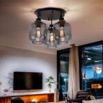 Plafonnier plafonnier table � manger noir lampe de couloir lampe design 3 flammes abat - jour en verre ...