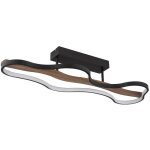Globo - lampe led design en bois plafonnier noir courb lampe de salon moderne, mtal, 30w 1000lm blanc ...