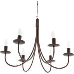 Plafonnier traditionnel suspendu, bougeoir, noir, vieil or, lumen old 710 / 6