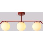 Barcelona led - plafonnier triple globe en verre et métal doré 'talí' - 3xe27 - rouge Barcelona led - plafonnier triple globe en verre et métal doré 'talí' - 3xe27 - rouge