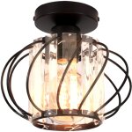 Plafonnier en verre lampe de plafond en cristal lustre moderne noir plafonnier cratif e27 pour couloir ...